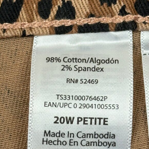 Terra & Sky Womens Core Straight Stretch Brown Leopard Denim Jeans Plus 20WP NWT - Picture 6 of 10